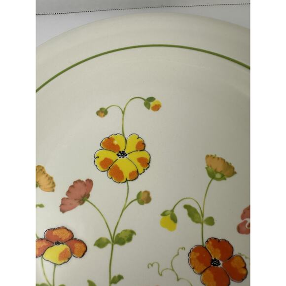 VTG Floral Platter Colorstone Nikko 12" Orange Yellow Floral Retro Plate - Picture 3 of 9